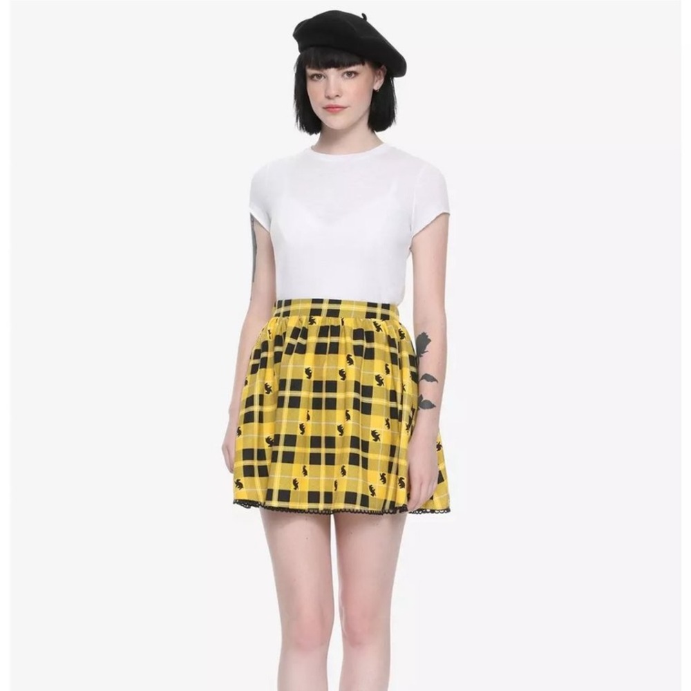 Harry Potter Hufflepuff Plaid Skirt Hot Topic Sz XS